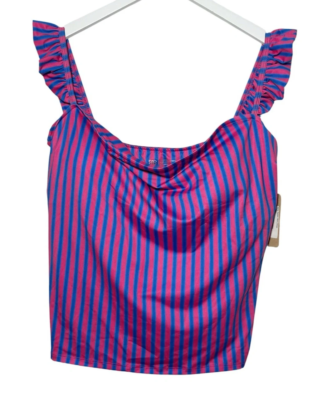 Albion Berry Stripe Tankini Ruched Midi Bottoms Set NWT Size XXXL